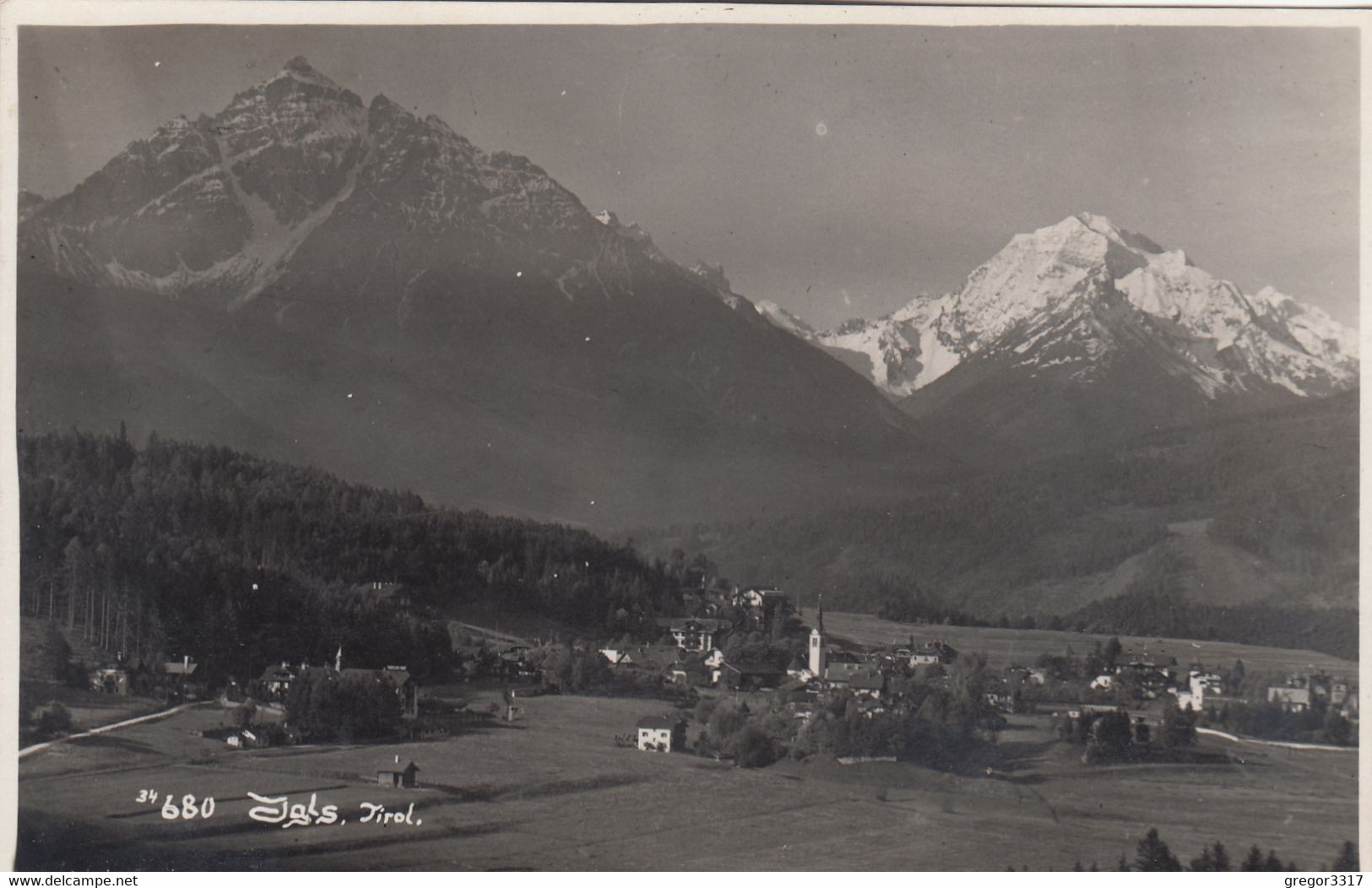 A9507) IGLS - Tirol - Tolle Variante KIRCHE Einzelne Häuser U. Wiese ALT  Gel. PTASCH 1936 - Igls