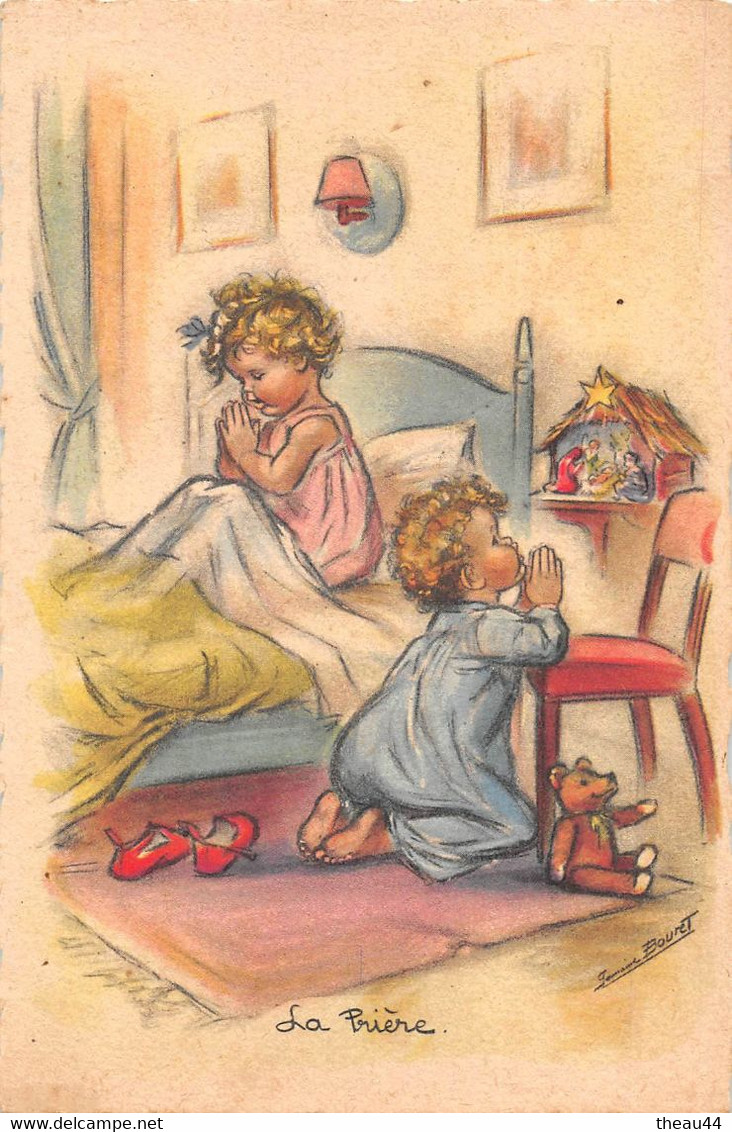 ¤¤   -  ILLUSTRATEUR  " Germaine BOURET "  -   La Prière   -   Crèche, Nounouse   -   ¤¤ - Bouret, Germaine