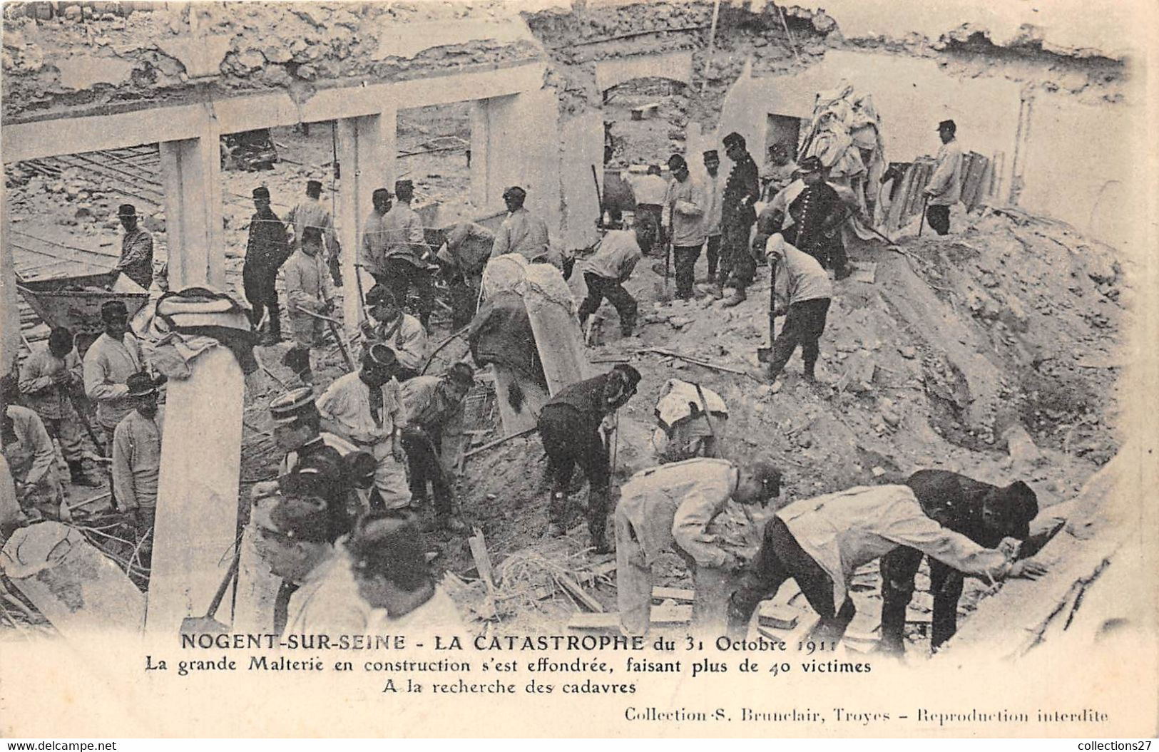 10-NOGENT-SUR-SEINE- LA CATASTROPHE DU 31 OCTOBRE 1911- LA GRANDE MALTERIE EN CONSTRUCTION .... - Nogent-sur-Seine