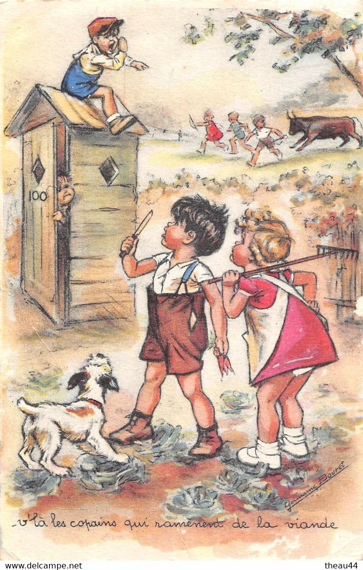 ¤¤   -  ILLUSTRATEUR  " Germaine BOURET "  -  V'là Les Copains Qui Remènent De La Viande  -  Enfants, Chien   -   ¤¤ - Bouret, Germaine