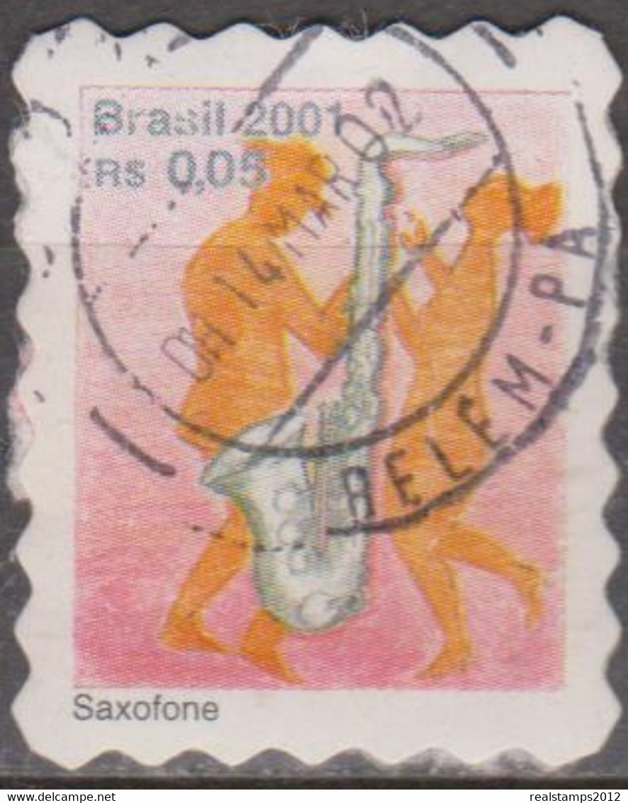 Brasil - 20-09-2001 -  Série Instrumentos Musicais Percê Em Onda  0,05, Saxofone  (o)  RHM Nº 805 - Gebruikt