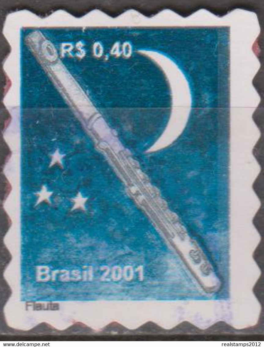 Brasil - 20-09-2001 -  Série Instrumentos Musicais Percê Em Onda  0,40, Flauta  (o)  RHM Nº 807 - Usati