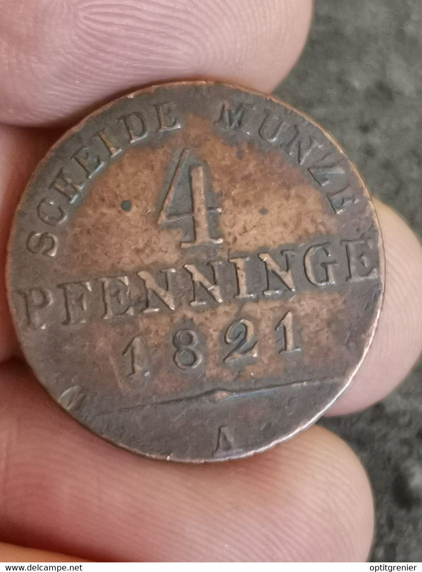 4 PFENNINGE 90 EINEN THALER 1821 A / ALLEMAGNE / PRUSSE / GERMANY - Taler & Doppeltaler