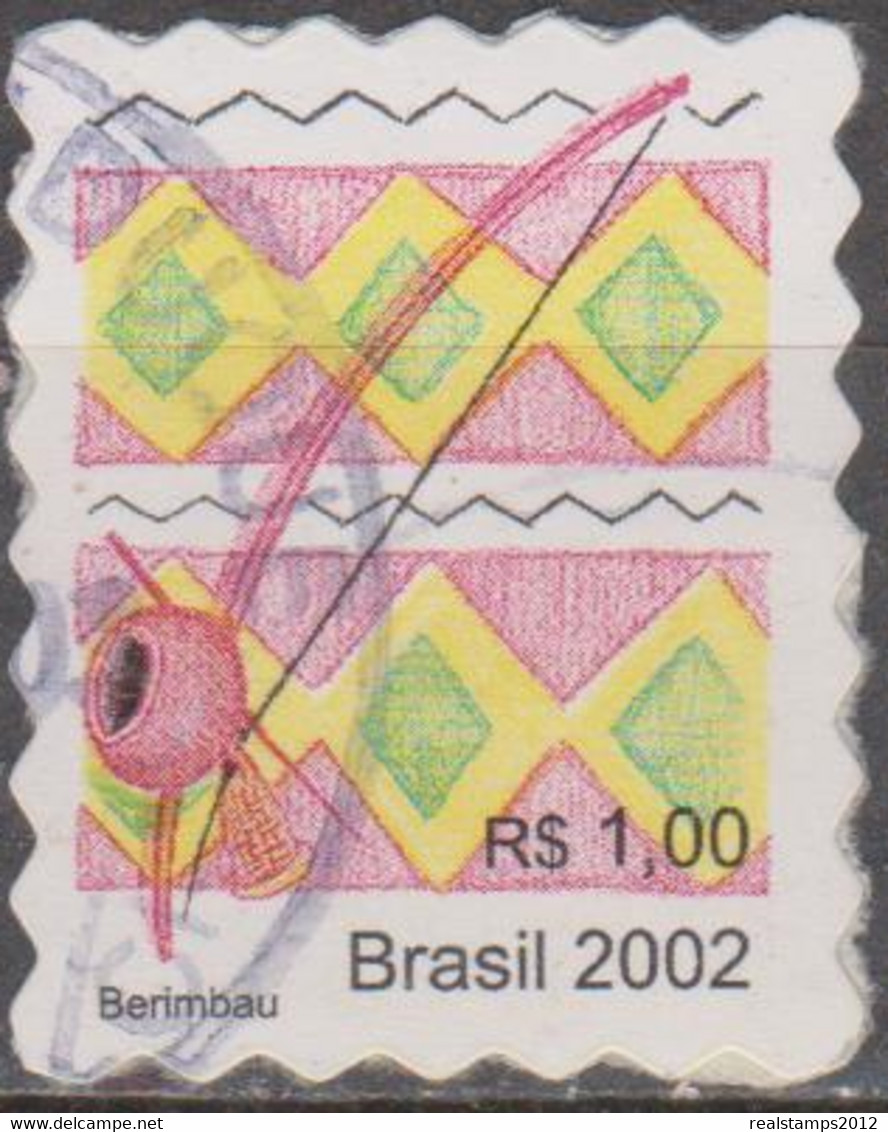 Brasil - 7-2002 -  Série Instrumentos Musicais Percê Em Onda  1,00, Berimbau  (o)  RHM Nº 821 - Used Stamps