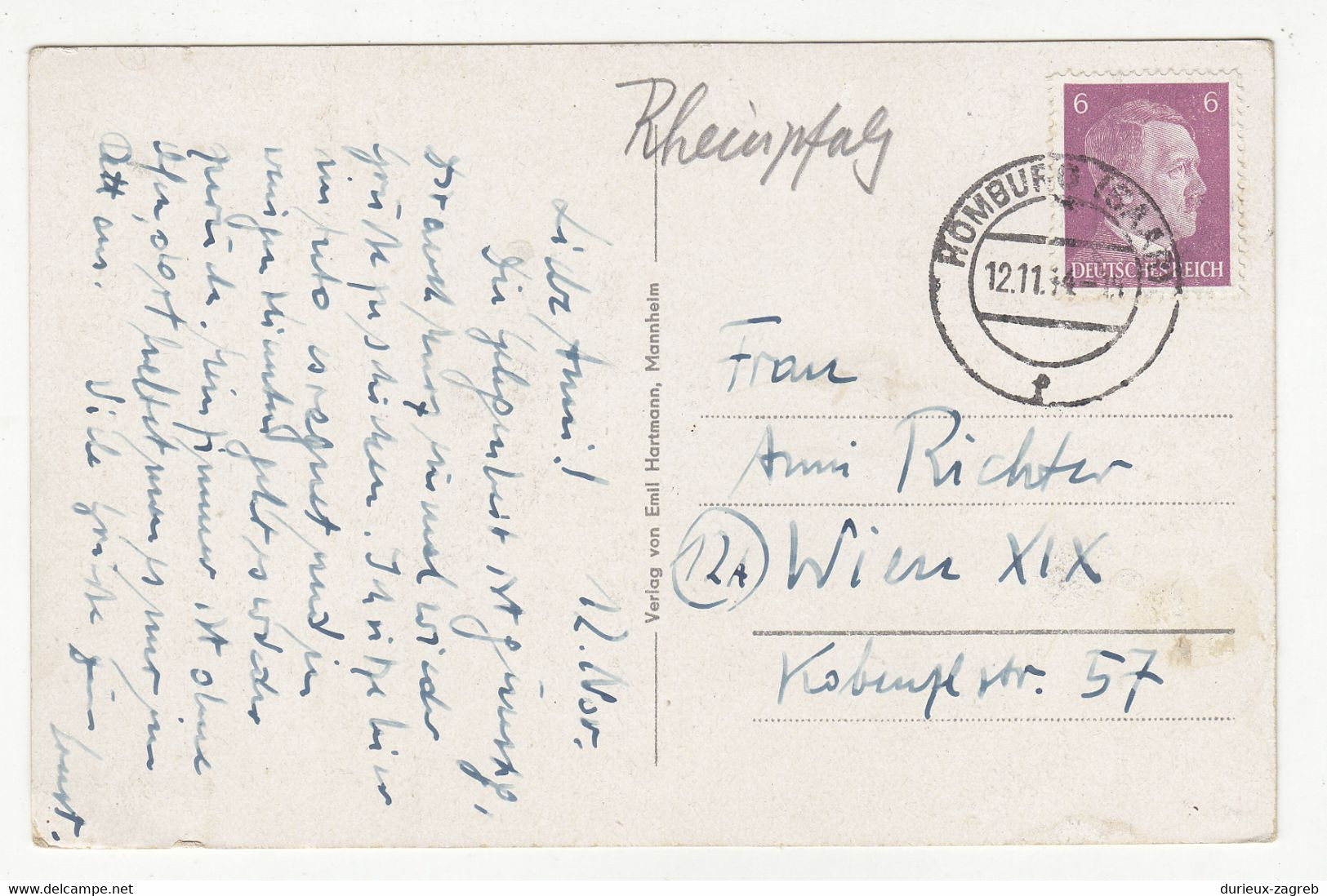 Homburg Old Postcard Posted 1944 B220310 - Saarpfalz-Kreis
