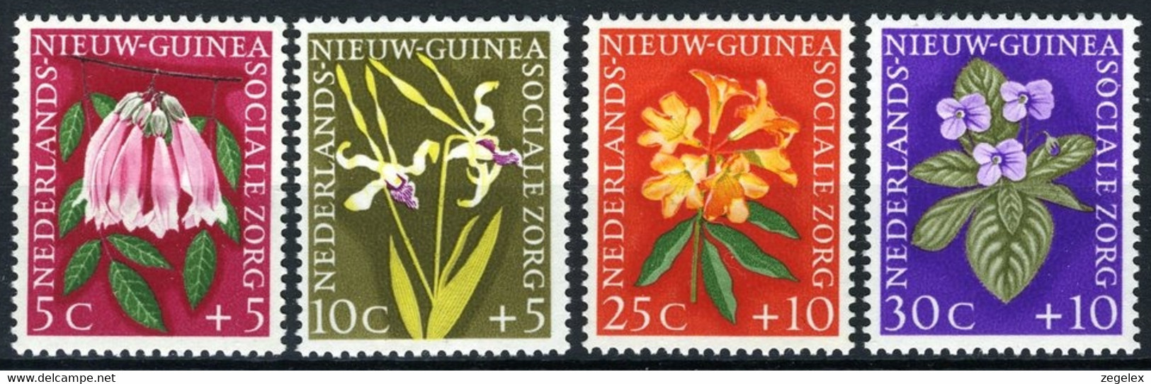 Nederlands Nieuw Guinea 1959, Bloemen, Fleurs, Flowers Sociale Zorg NVPH 57-60 MNH**/postfris - Nouvelle Guinée Néerlandaise