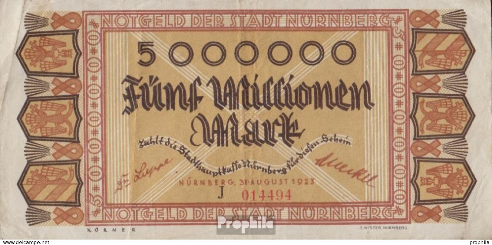 Nürnberg Inflationsgeld Stadt Nürnberg Gebraucht (III) 1923 5 Millionen Mark - 5 Millionen Mark
