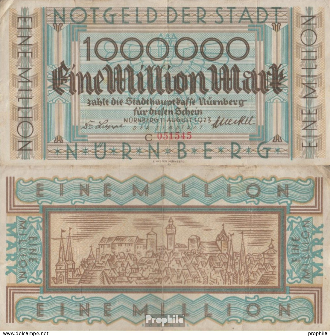 Nürnberg Inflationsgeld Stadt Nürnberg Gebraucht (III) 1923 1 Million Mark - 1 Million Mark