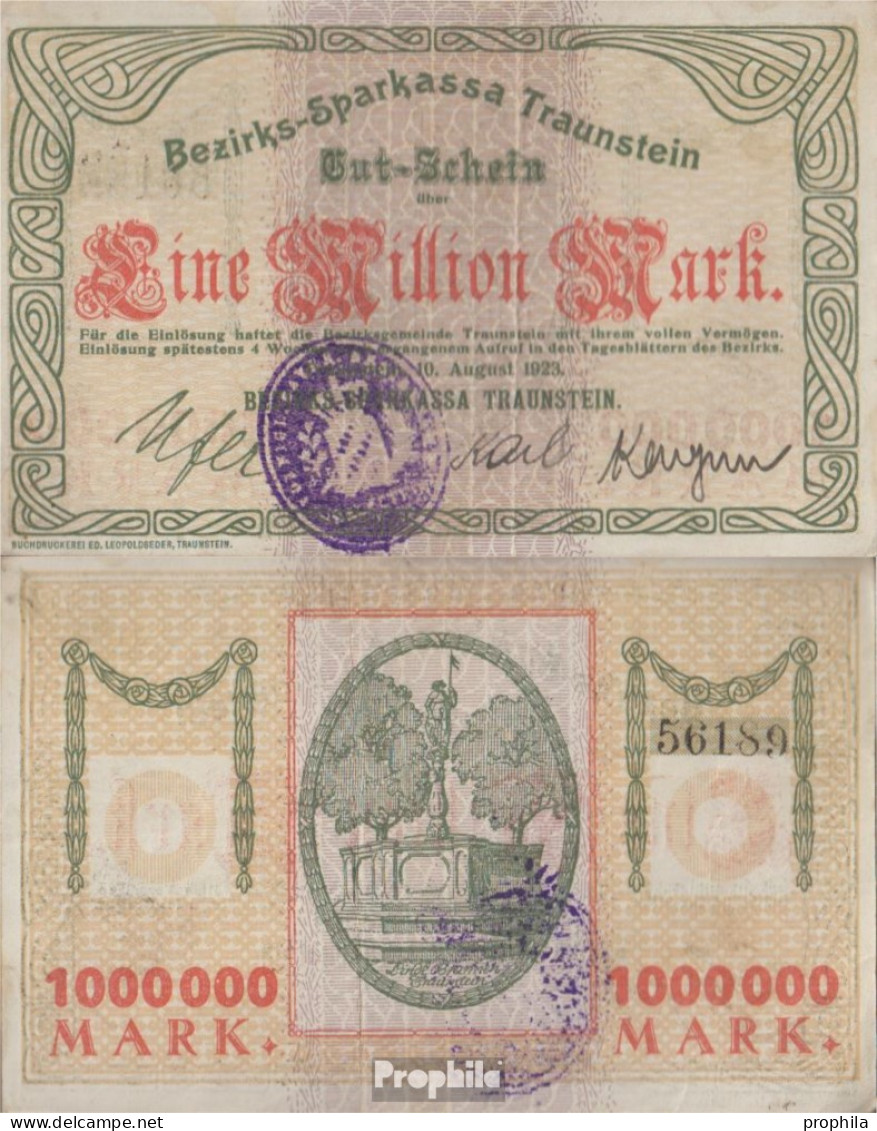 Traunstein Inflationsgeld Sparkassa Traunstein Gebraucht (III) 1923 1 Million Mark - 1 Miljoen Mark