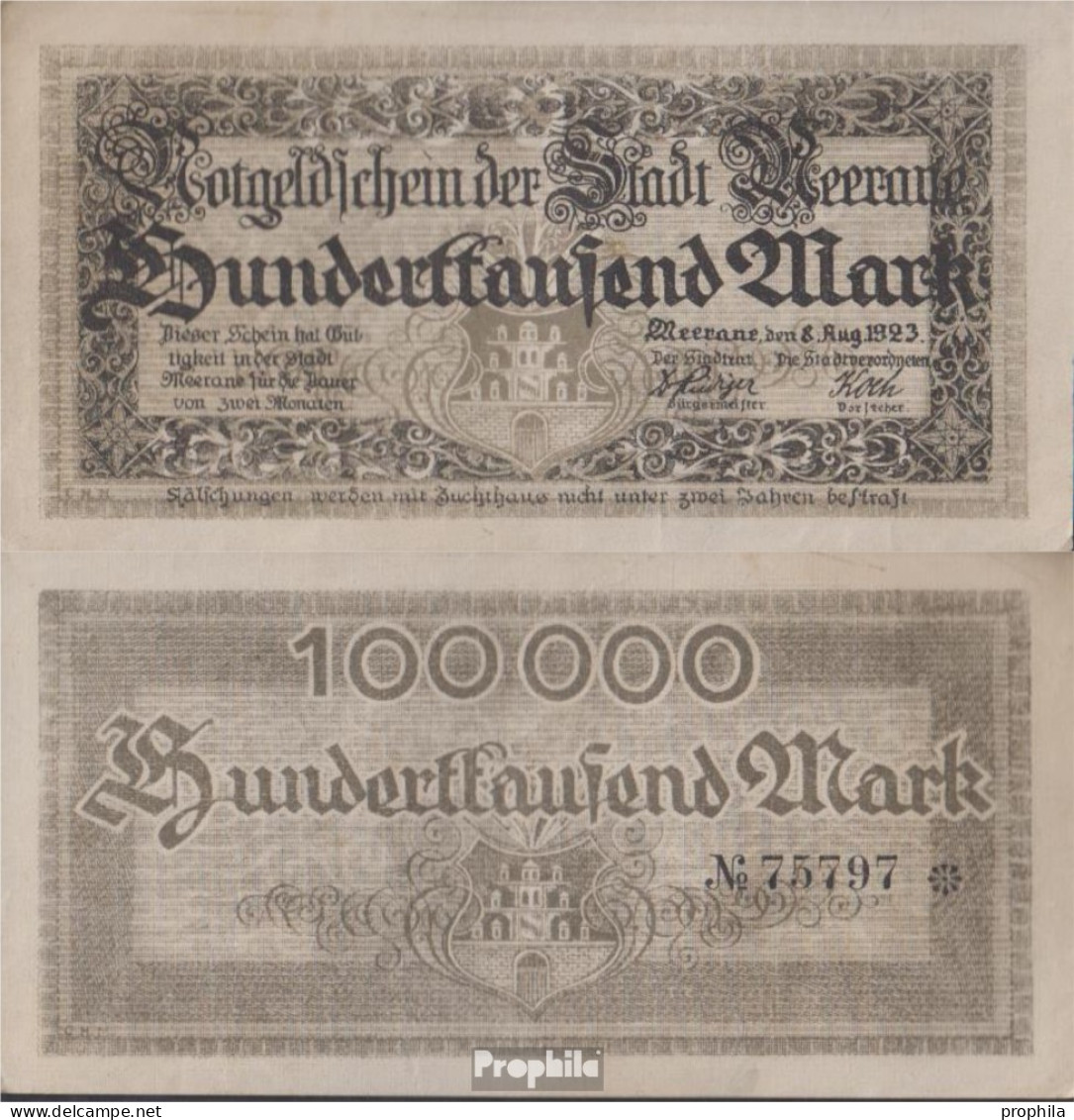 Meerane Inflationsgeld Stadt Meerane Gebraucht (III) 1923 100.000 Mark - 100000 Mark