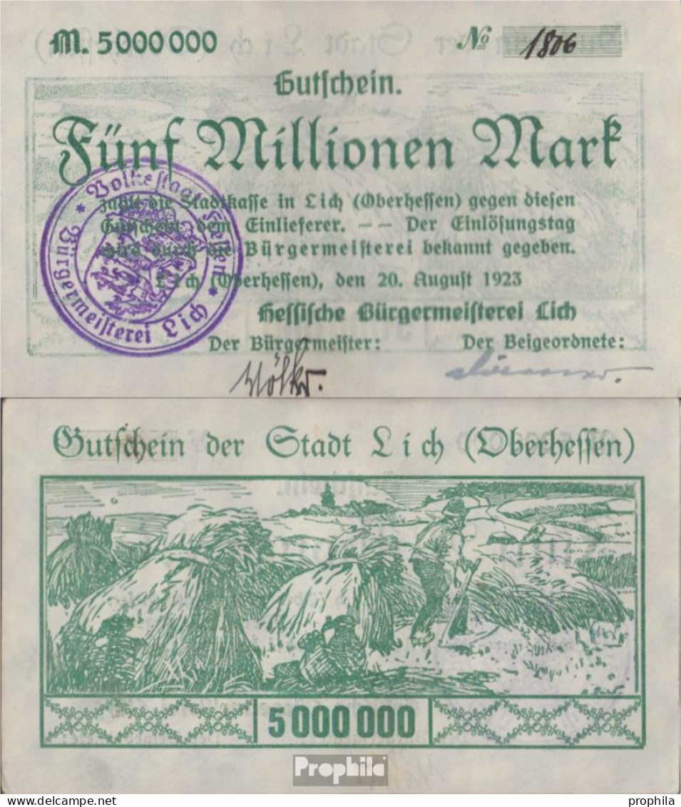 Lich Inflationsgeld Stadt Lich Gebraucht (III) 1923 5 Millionen Mark - 5 Mio. Mark