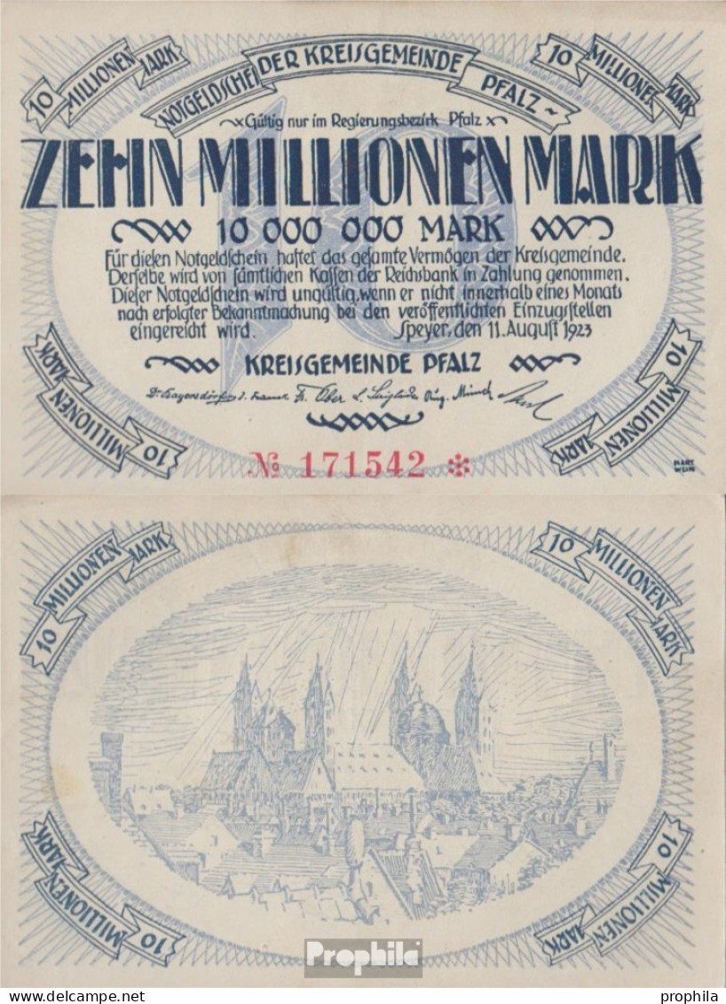 Speyer Inflationsgeld Der Kreisgemeinde Pfalz Gebraucht (III) 1923 10 Millionen Mark - 10 Mio. Mark