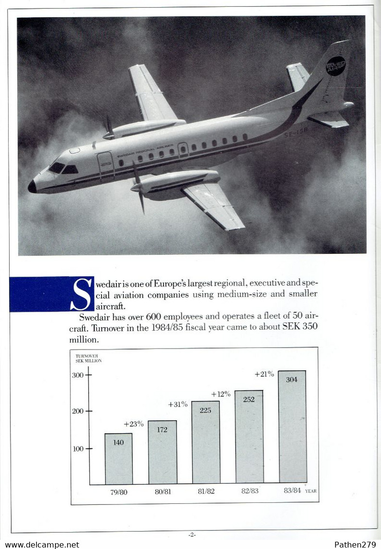 Brochure De Présentation De La Compagnie Swedair - 1985 - Werbung