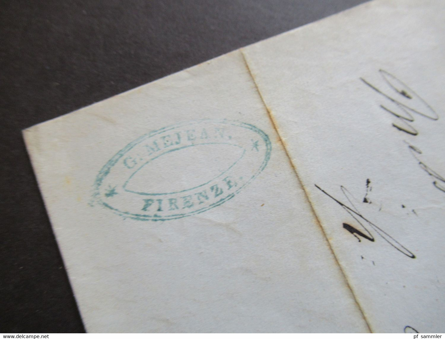 Italien Toskana 19.10.1851 Firenze / Florenz Brief Nach Lion Geprägtes Briefpapier Mit Krone Rath Faltbrief Mit Inhalt - Toscana