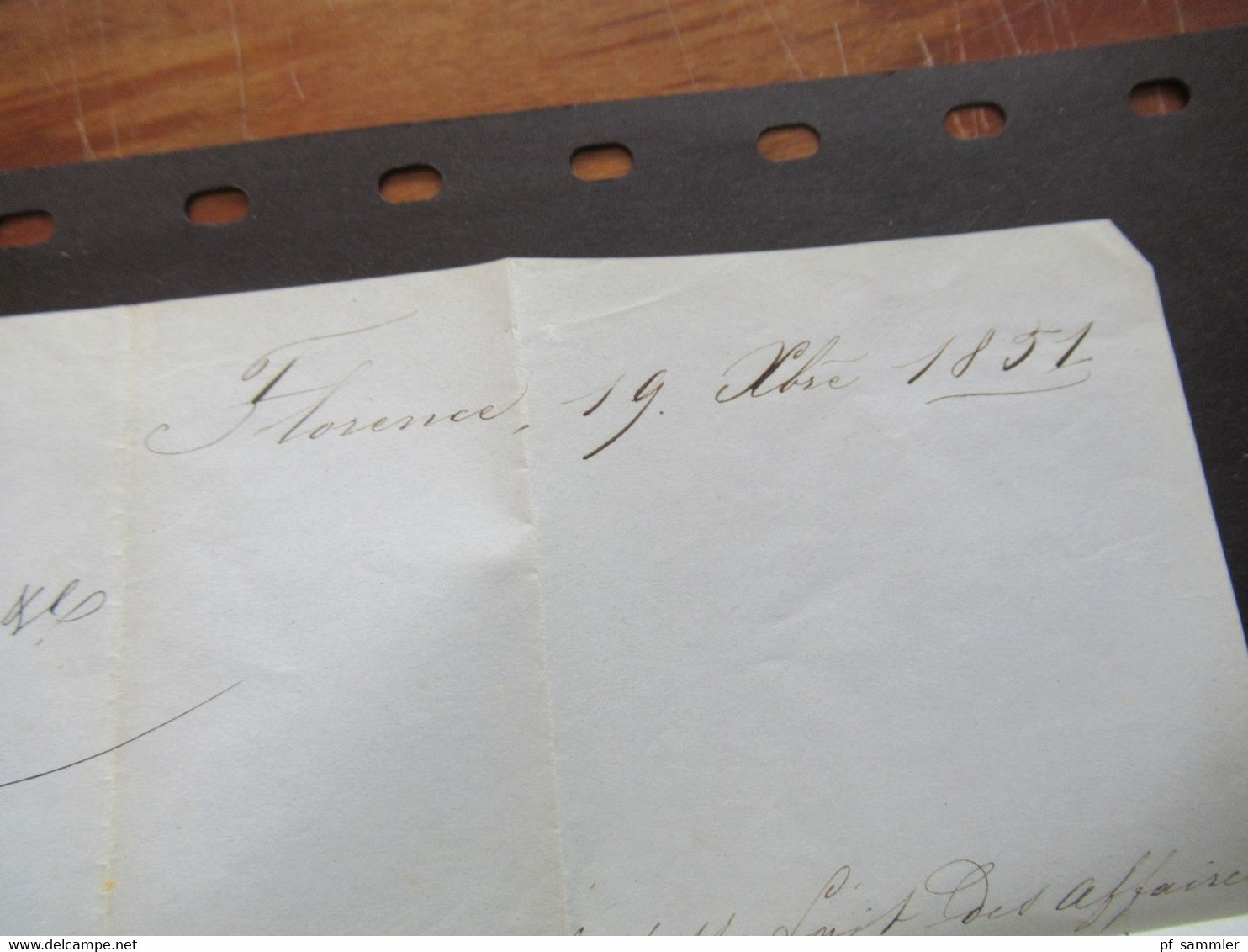 Italien Toskana 19.10.1851 Firenze / Florenz Brief nach Lion geprägtes briefpapier mit Krone Rath Faltbrief mit Inhalt