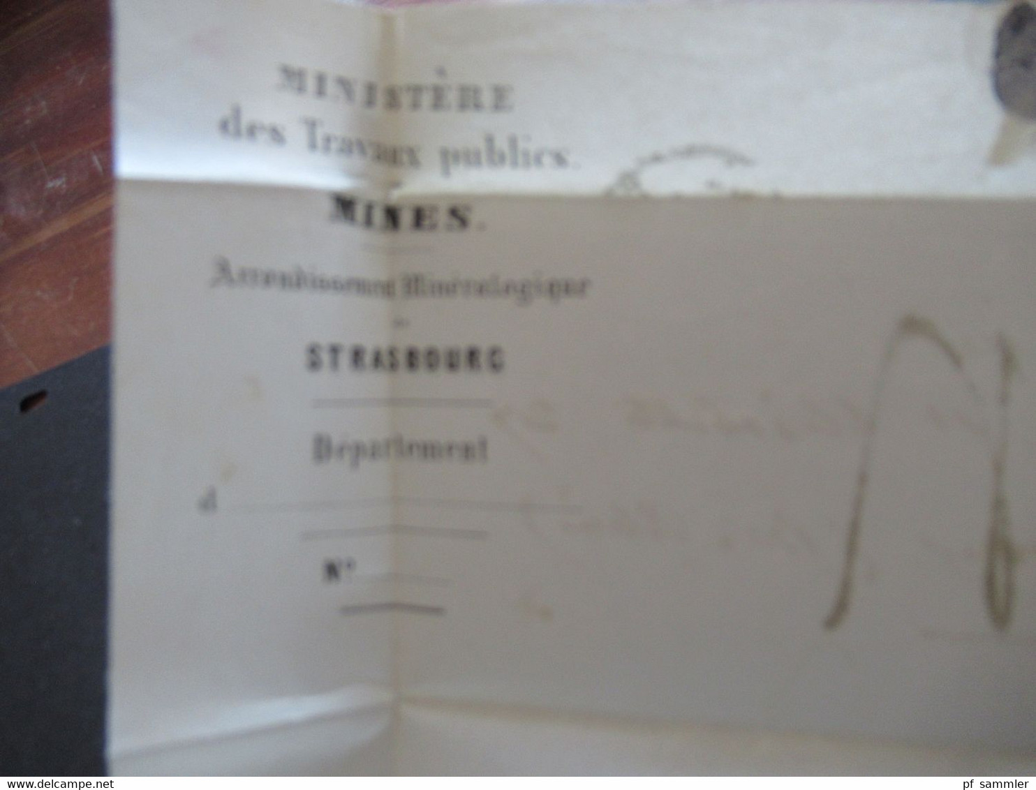 Schweiz 19.10.1854 roter Stempel Suisse Brief ins Elsass Strasbourg Briefpapier Ministere des Travaux publics Mines