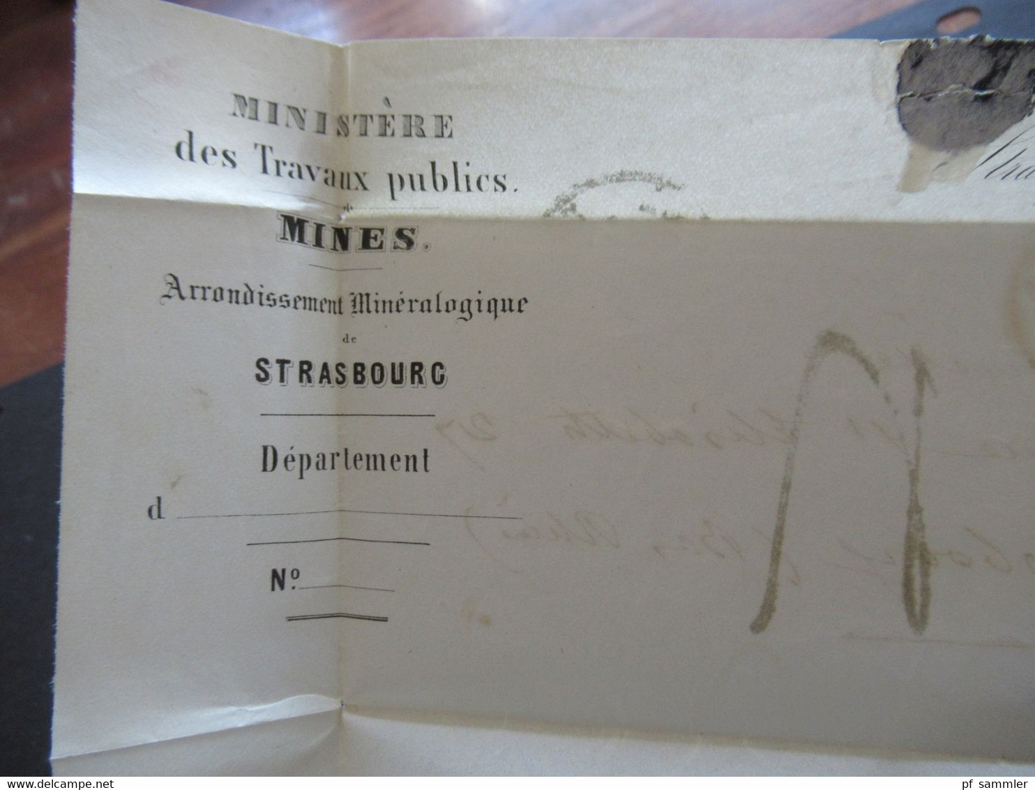 Schweiz 19.10.1854 roter Stempel Suisse Brief ins Elsass Strasbourg Briefpapier Ministere des Travaux publics Mines