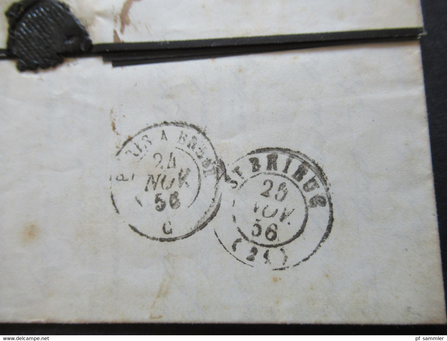 Italien 1856 Roter Stempel Saard Faltbrief Mit Inhalt Nach Legue Gesendet Schiffspost ?! - Sardinien