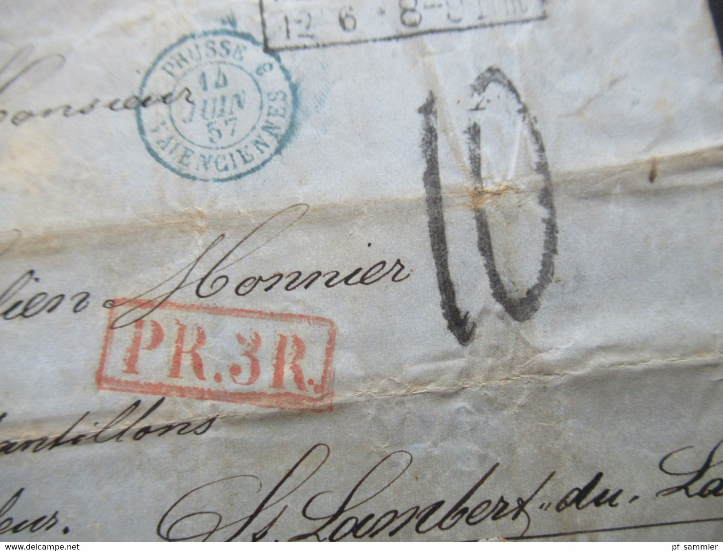 AD 1857 Ra3 Berlin Stadtpostexp. I Und K2 Prusse Valenciennes / Roter Ra1 PR.3R. Muster Ohne Wert!! Warenprobe - Lettres & Documents