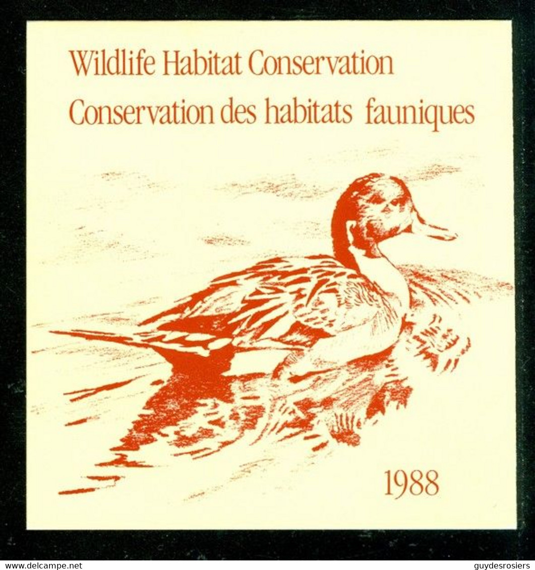 Canard; Conservation Habitats Fauniques CANADA 1988 Wildlife Habitat Conservation; Duck (8465) - Viñetas Locales Y Privadas