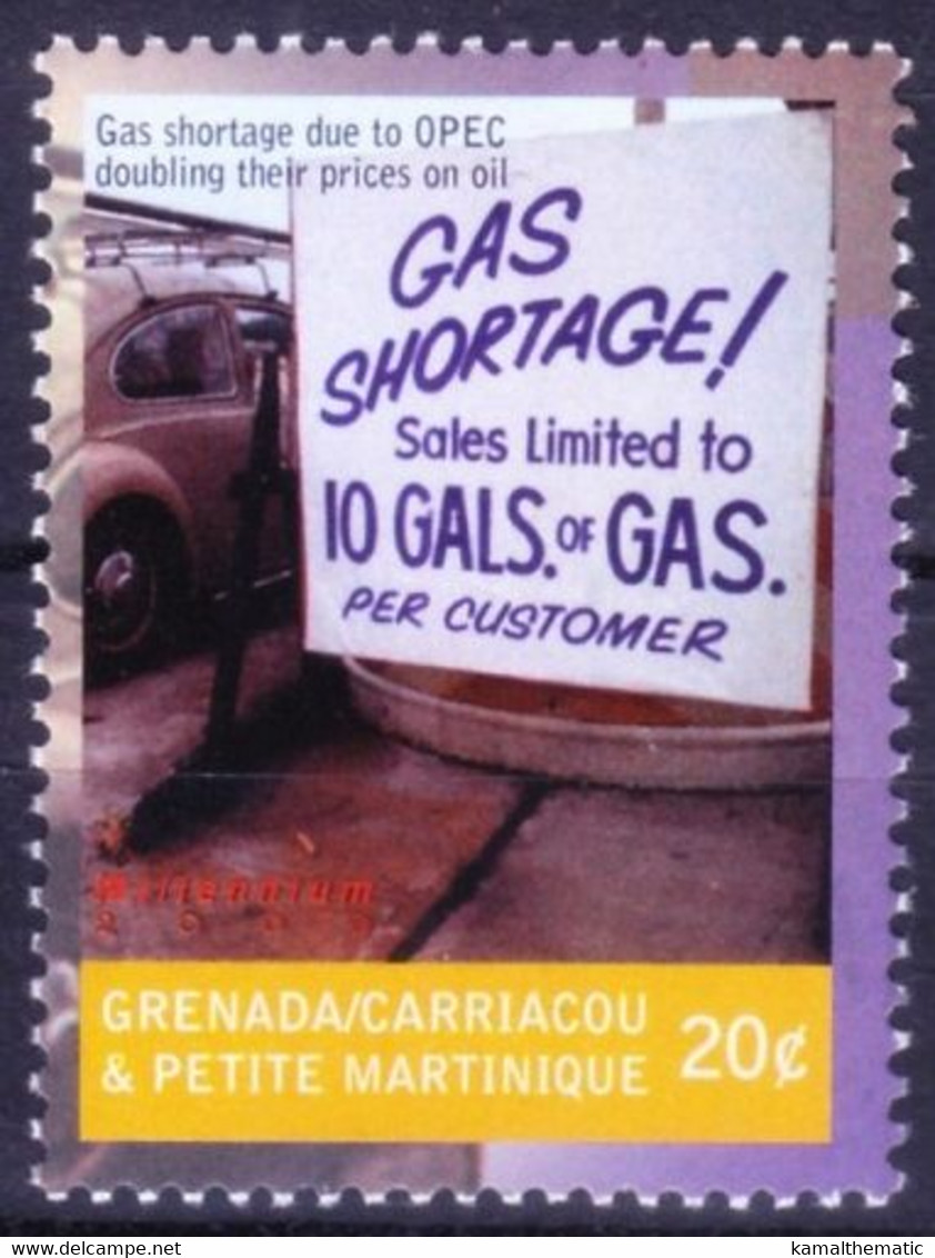 Gas Shortages, Millennium, Car, Grenada Ca & P Martinique 2000 MNH - Gas