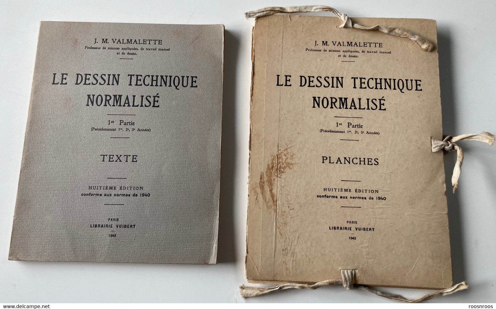 VIEUX LIVRE ET PLANCHES TECHNIQUES - LE DESSIN TECHNIQUE NORMALISE - JM VALMALETTE - VUIBERT 1943 - Autres Plans