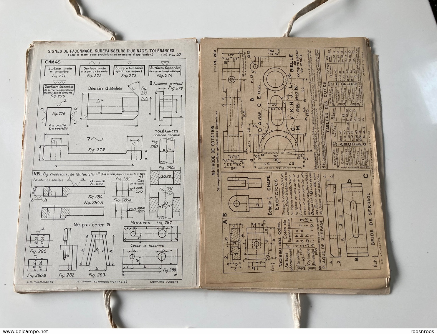 VIEUX LIVRE ET PLANCHES TECHNIQUES - LE DESSIN TECHNIQUE NORMALISE - JM VALMALETTE - VUIBERT 1943 - Other Plans