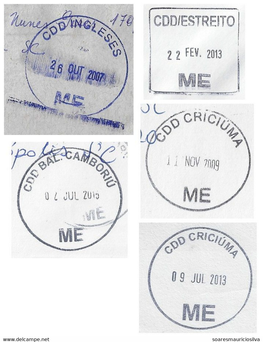 Brazil 2007 / 2015 5 Shipped Cover With Cancel ME Mal Encaminhado = Misdirected 3 Of Them With Electronic Sorting Marks - Briefe U. Dokumente