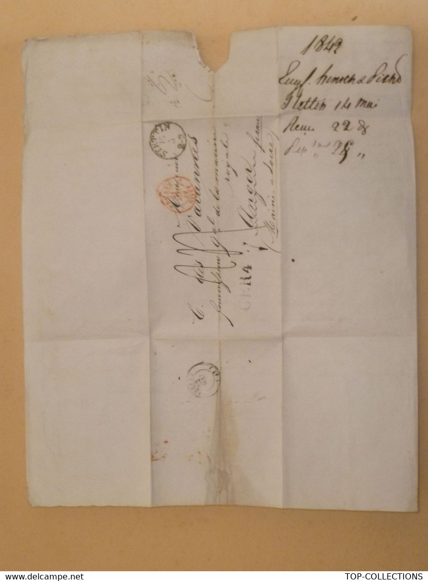 1842 De Stettin Prusse Par Givet  => Pologne  Par Hinsch & Ficht  => Desvarannes Fournisseur Bois Pour La Marine - Documents Historiques