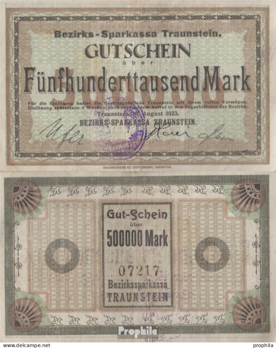 Traunstein Inflationsgeld Sparkassa Traunstein Gebraucht (III) 1923 500.000 Mark - 500.000 Mark