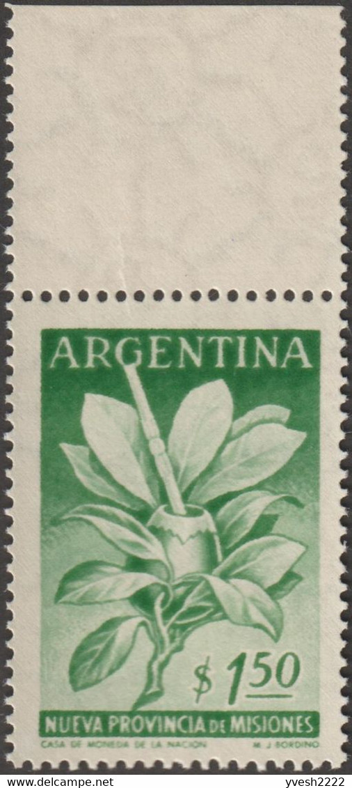 Argentine 1956 Michel 644. Curiosité, Impression Sur Gomme. Maté De La Province De Misiones - Autres & Non Classés