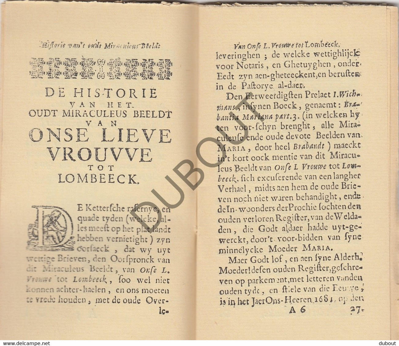 LOMBEEK - Onze Lieve Vrouw - 1937 - Facsimile Van Boek Van 1701  (W136) - Anciens