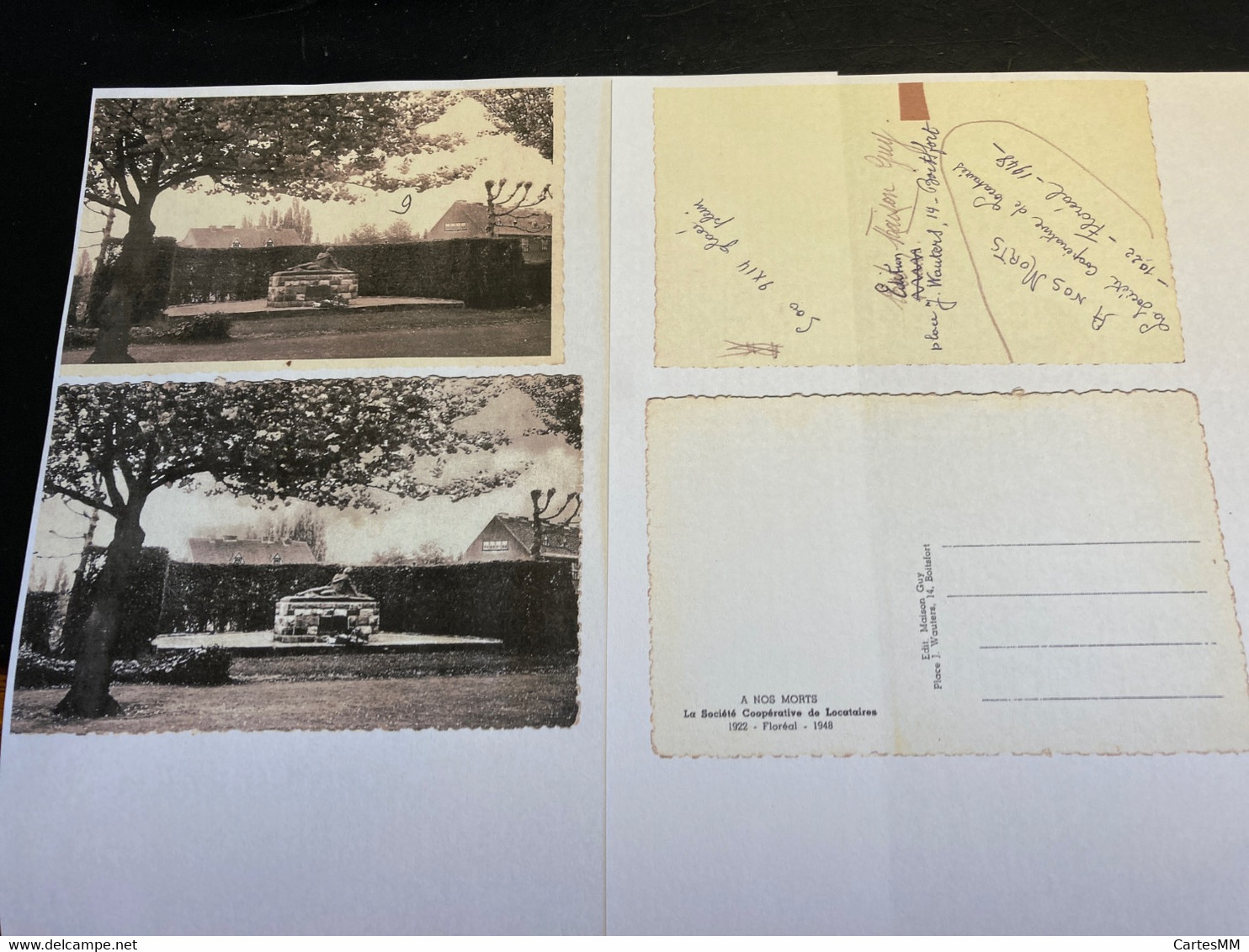 Boitsfort RARE Cliché Et Carte Postale Du Photographe Fassotte A Nos Morts Société Coopérative De Locataires - Watermael-Boitsfort - Watermaal-Bosvoorde