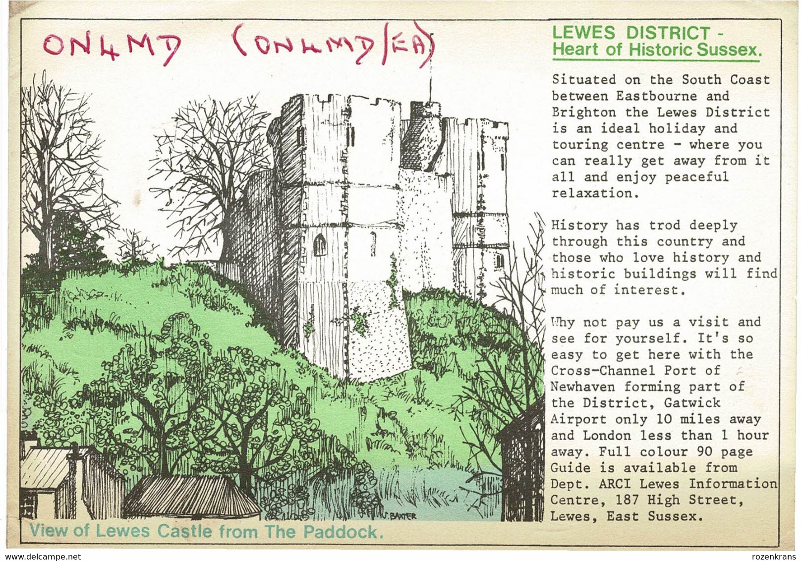 QSL Card Amateur Radio Funkkarte 1982 British  Lewes United Kingdom Sussex Lewes Castle From The Paddock - Amateurfunk