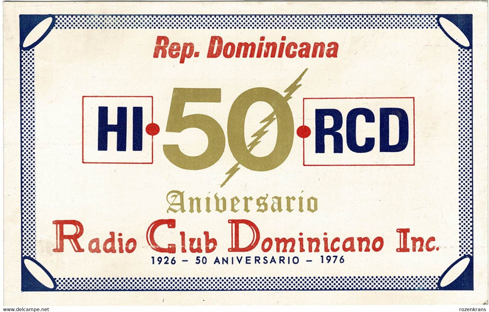 QSL Card Amateur Radio Funkkarte 1976 Radio Club Domenicano Republica Dominicana Dominican Republic - Radio Amateur