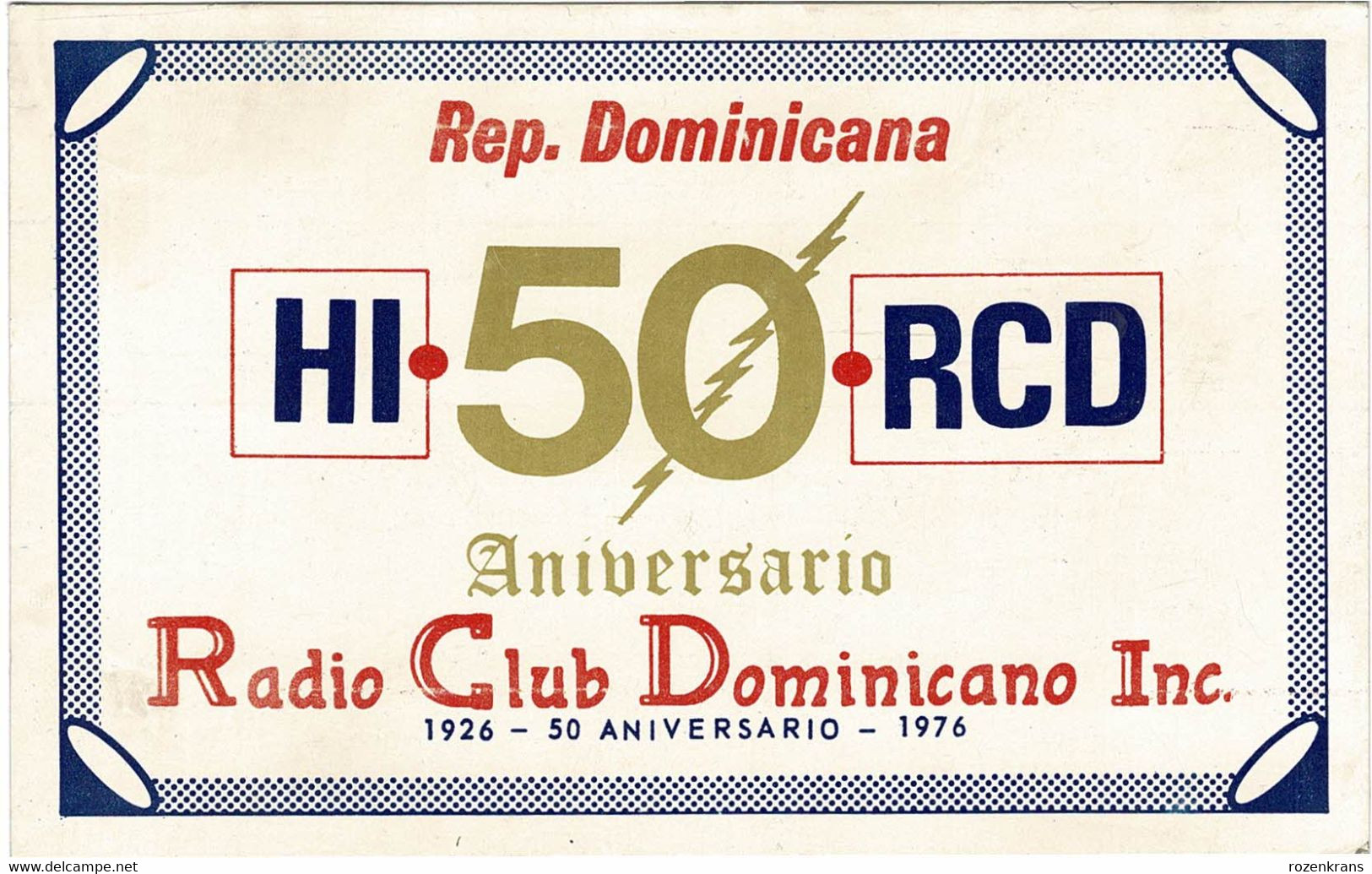 QSL Card Amateur Radio Funkkarte 1976 Radio Club Domenicano Republica Dominicana Dominican Republic - Radio Amatoriale