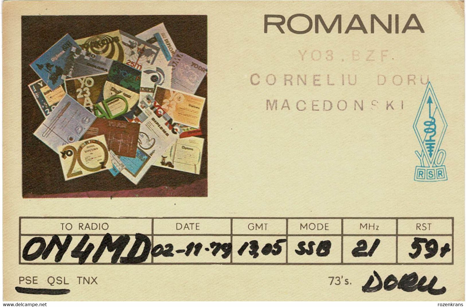 QSL Card Amateur Radio Funkkarte 1979 Romania Corneliu Doru Macedonski Romania Bucuresti Bucharest Bucarest Roumanie - Amateurfunk