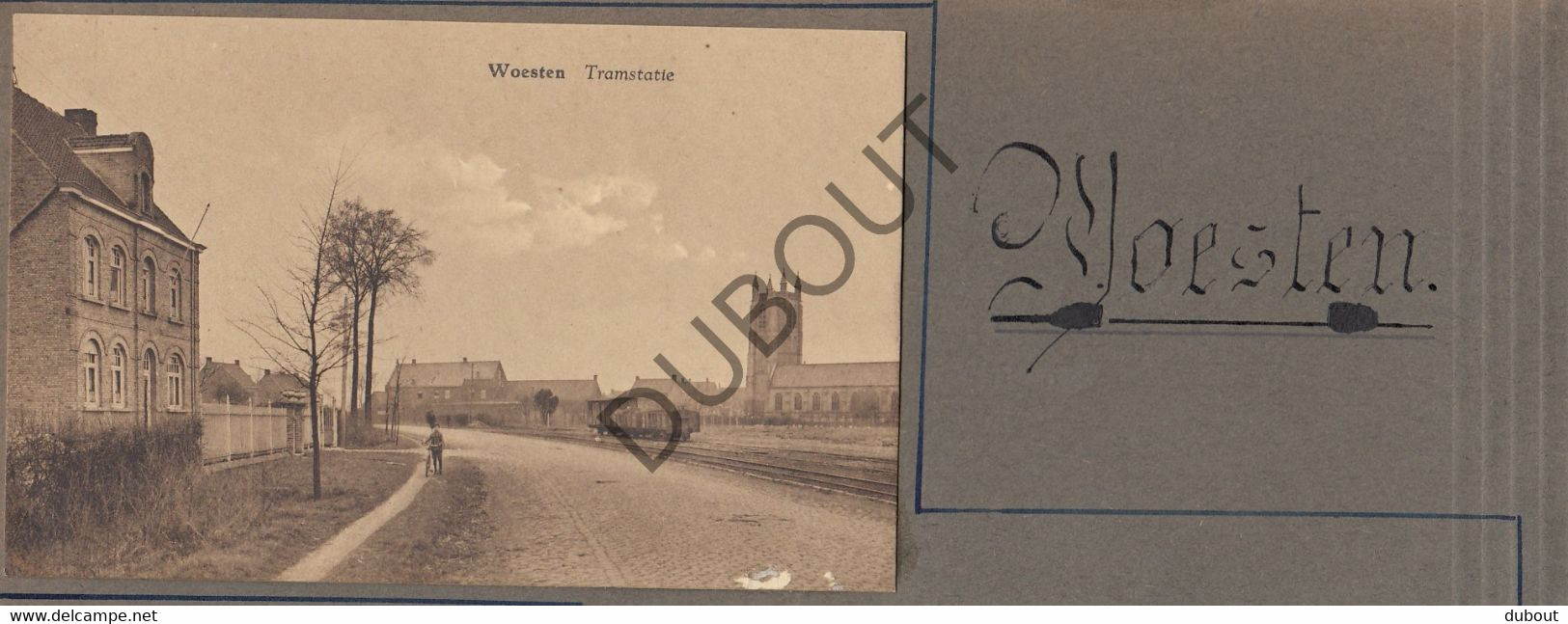 Postkaart/Carte Postale - WOESTEN/Vleteren - Tramstatie Met Afbeelding Tramwagons (V943) - Vleteren