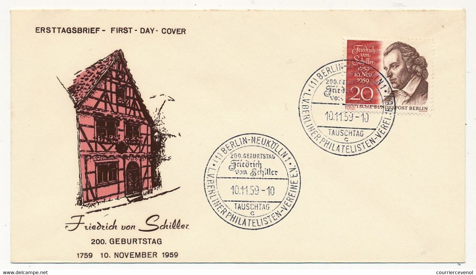 BERLIN - FDC 200° Geburtstag Friedrich Von Schiller - 1959 - Sonstige & Ohne Zuordnung