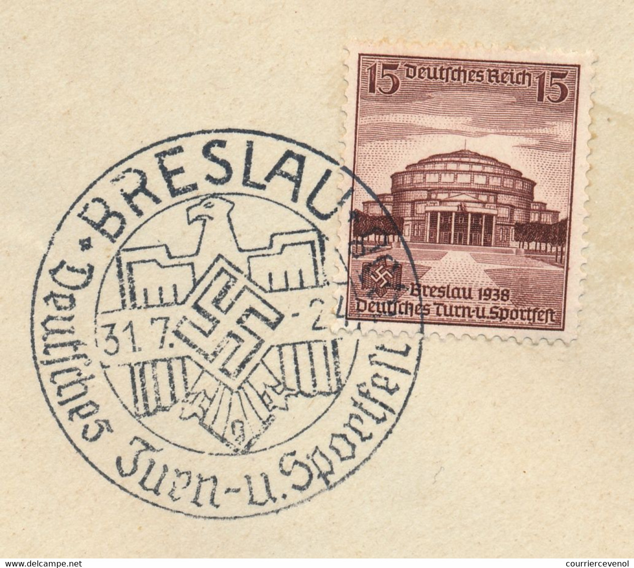 ALLEMAGNE - Env; BRESLAU - Berlin - 31.7.1938 - BRESLAU - Deutsches Turn- U. Sportfest - Covers & Documents