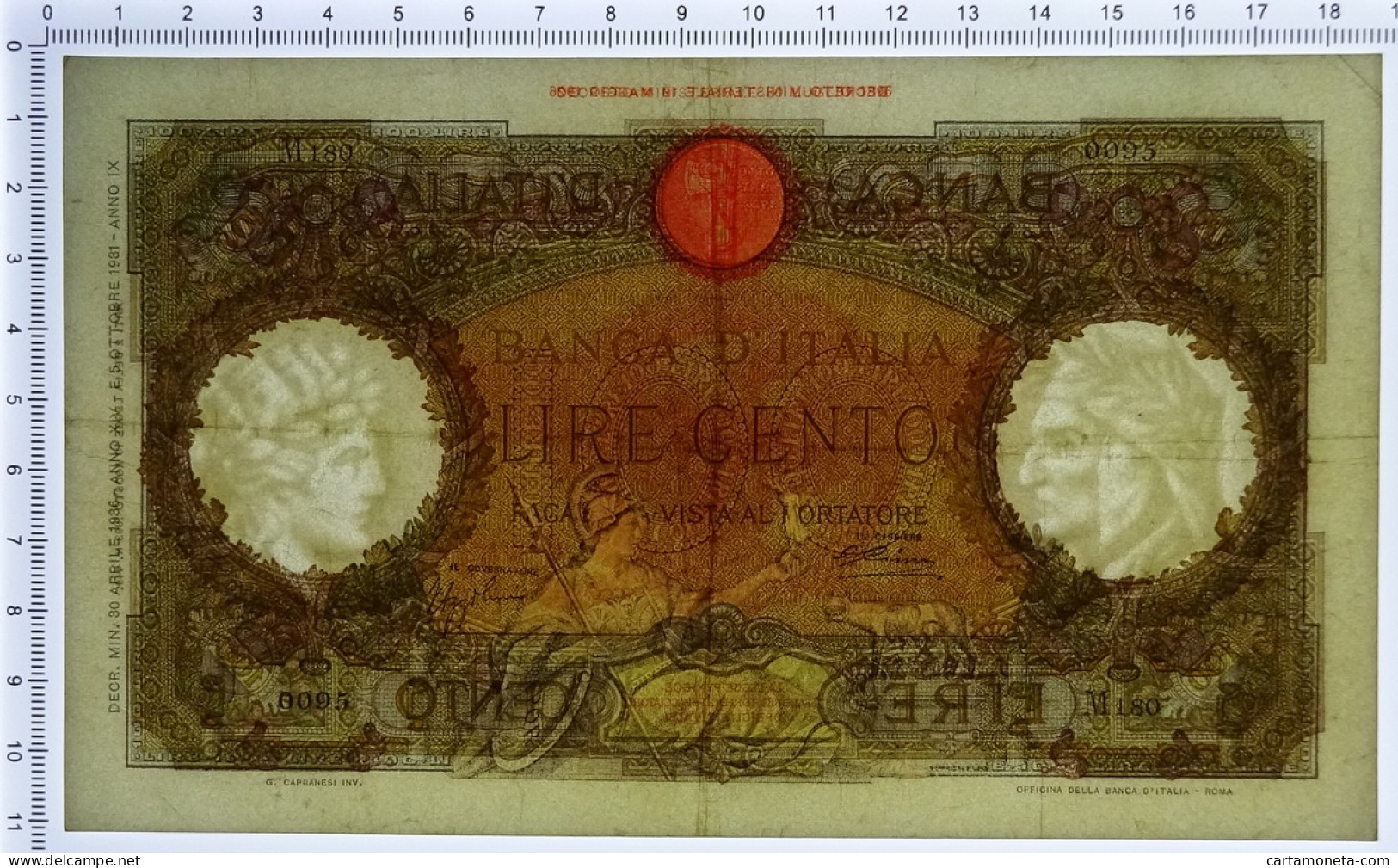 100 LIRE CAPRANESI AQUILA ROMANA TESTINA FASCIO ROMA 30/04/1936 QSPL - Regno D'Italia – Autres