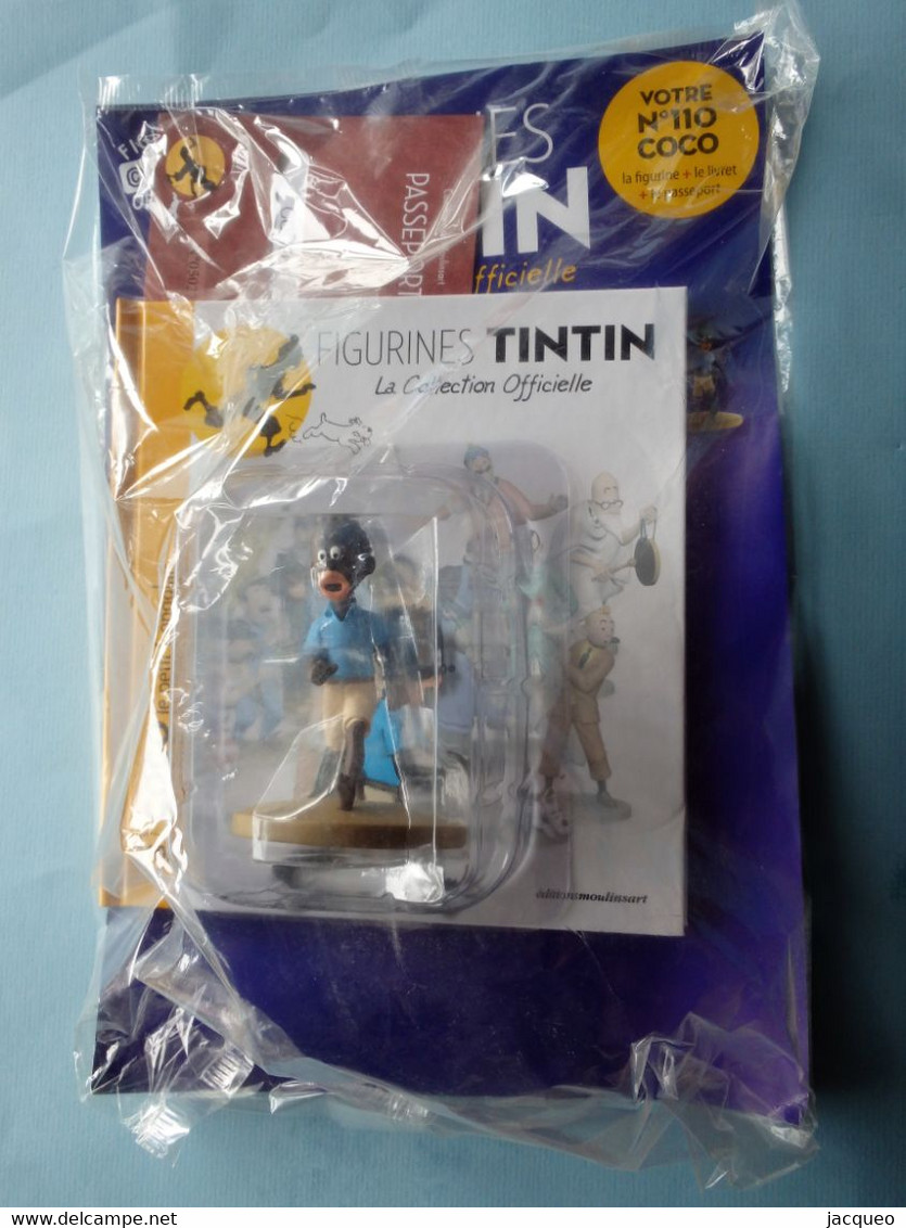 TINTIN  FIGURINE N° 109 AVANT DERNIER  COCO DANS TINTIN AU CONGO  * LE LIVRET ET PASSEPORT  MOULINSART 2015  HERGE - Toy Memorabilia