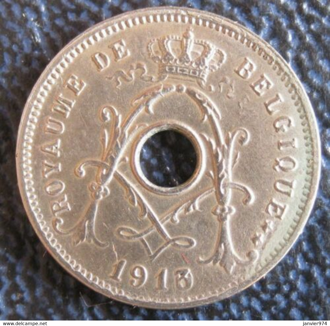 Belgique. 5 Centimes 1913 /10 Surfrappe 3 Sur 0. Albert I . Cupronickel, KM# 66, Rare - 5 Cents