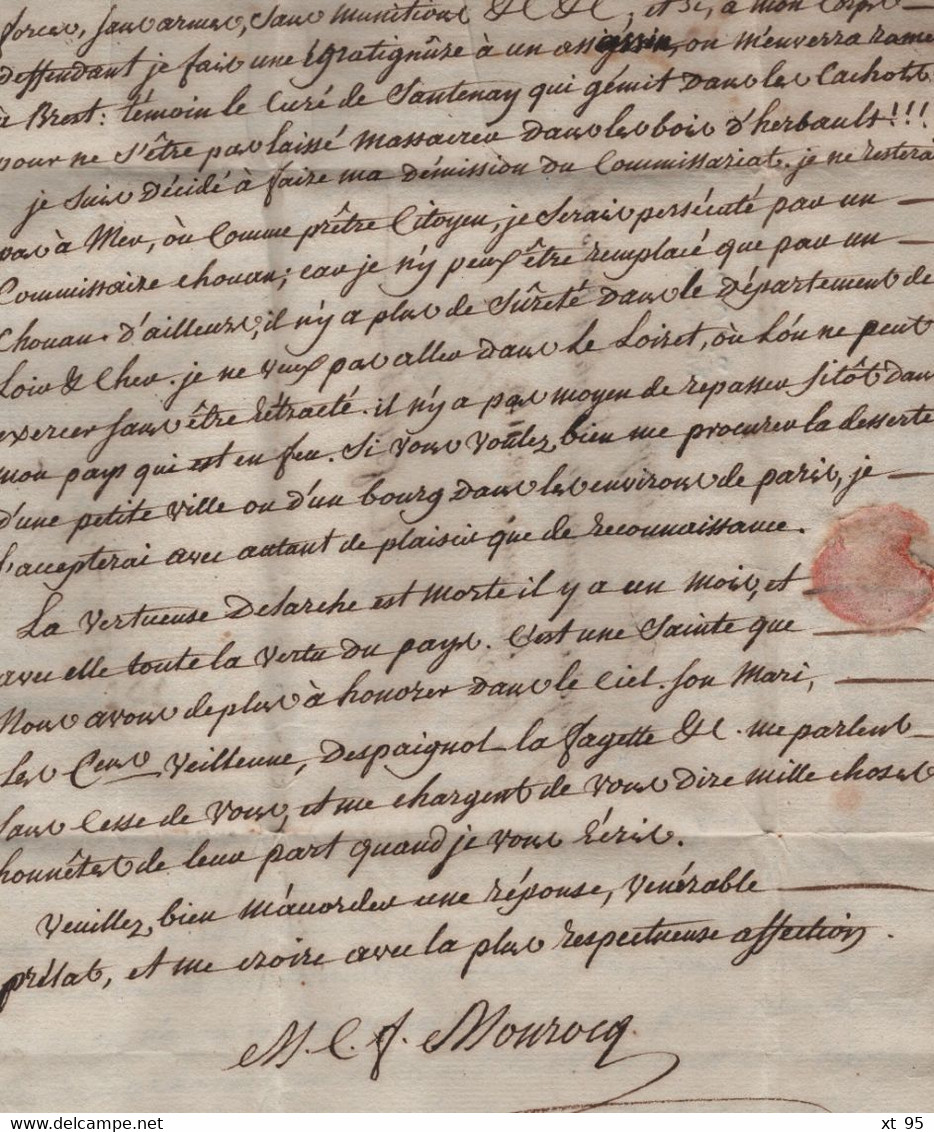 Mer - 40 - Loir Et Cher - Port Paye - Bonnet Phrygien - Paris - Long Courrier Evoquant Les Chouans - 1701-1800: Precursori XVIII