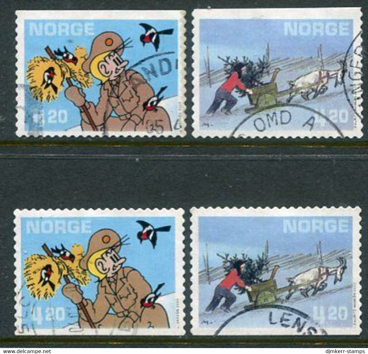 NORWAY 2000 Christmas Two Pairs Used.  Michel 1362-63 Do-Du - Used Stamps