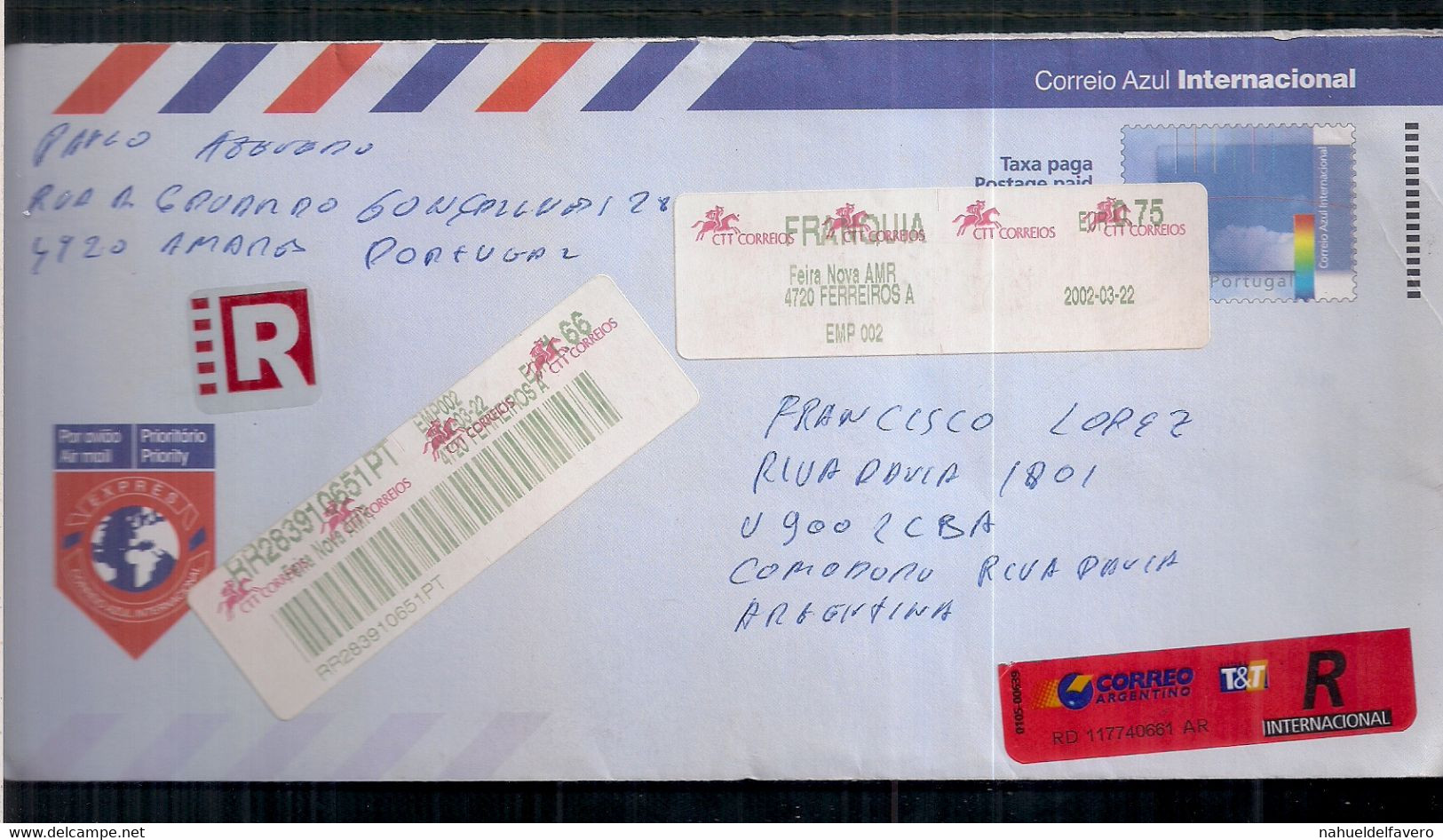 Airmail Emveloper Portugal (année 2002) - Used Stamps