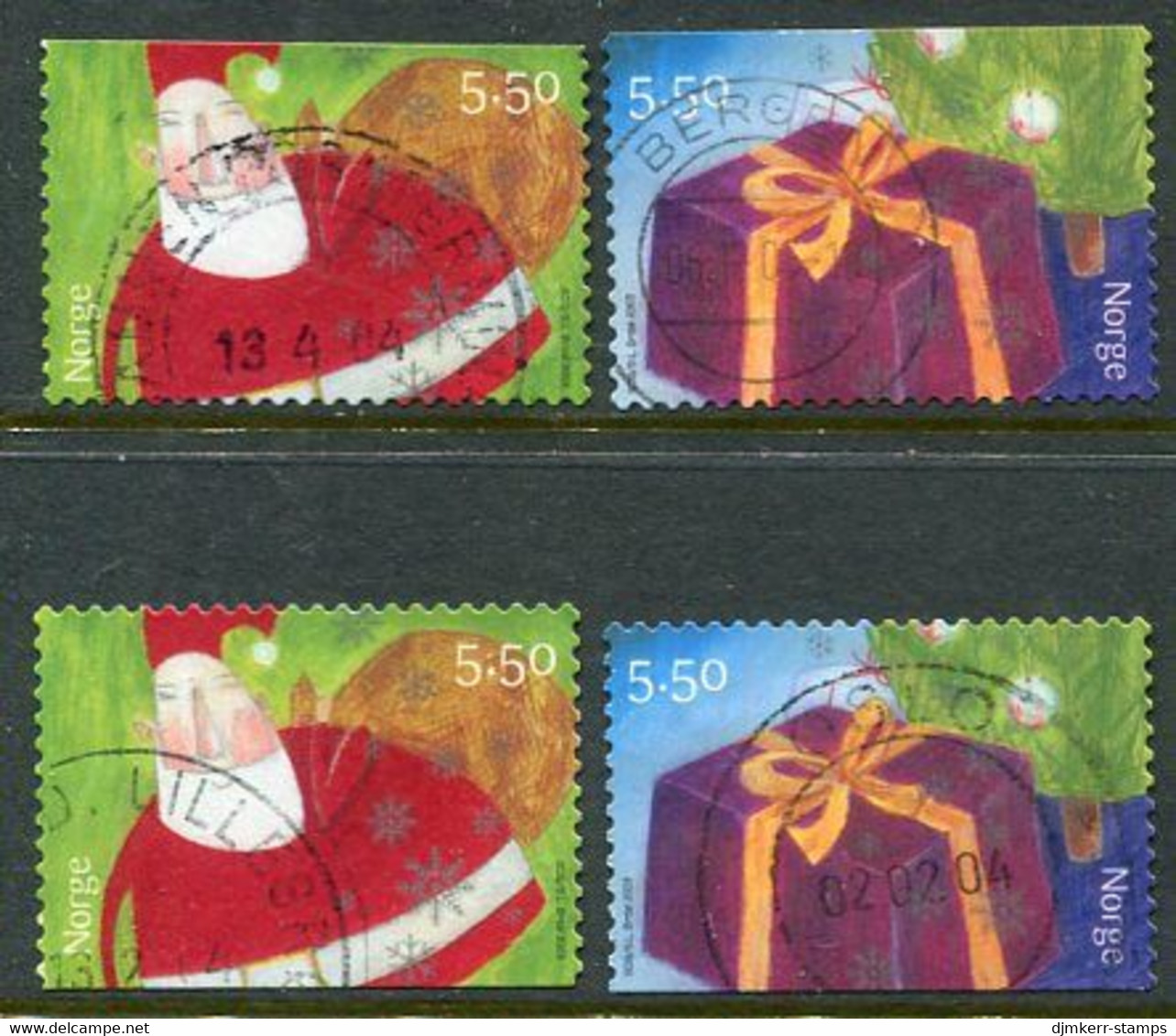 NORWAY 2003 Christmas Two Pairs Used.  Michel 1484-85 Dl-Dr - Usados
