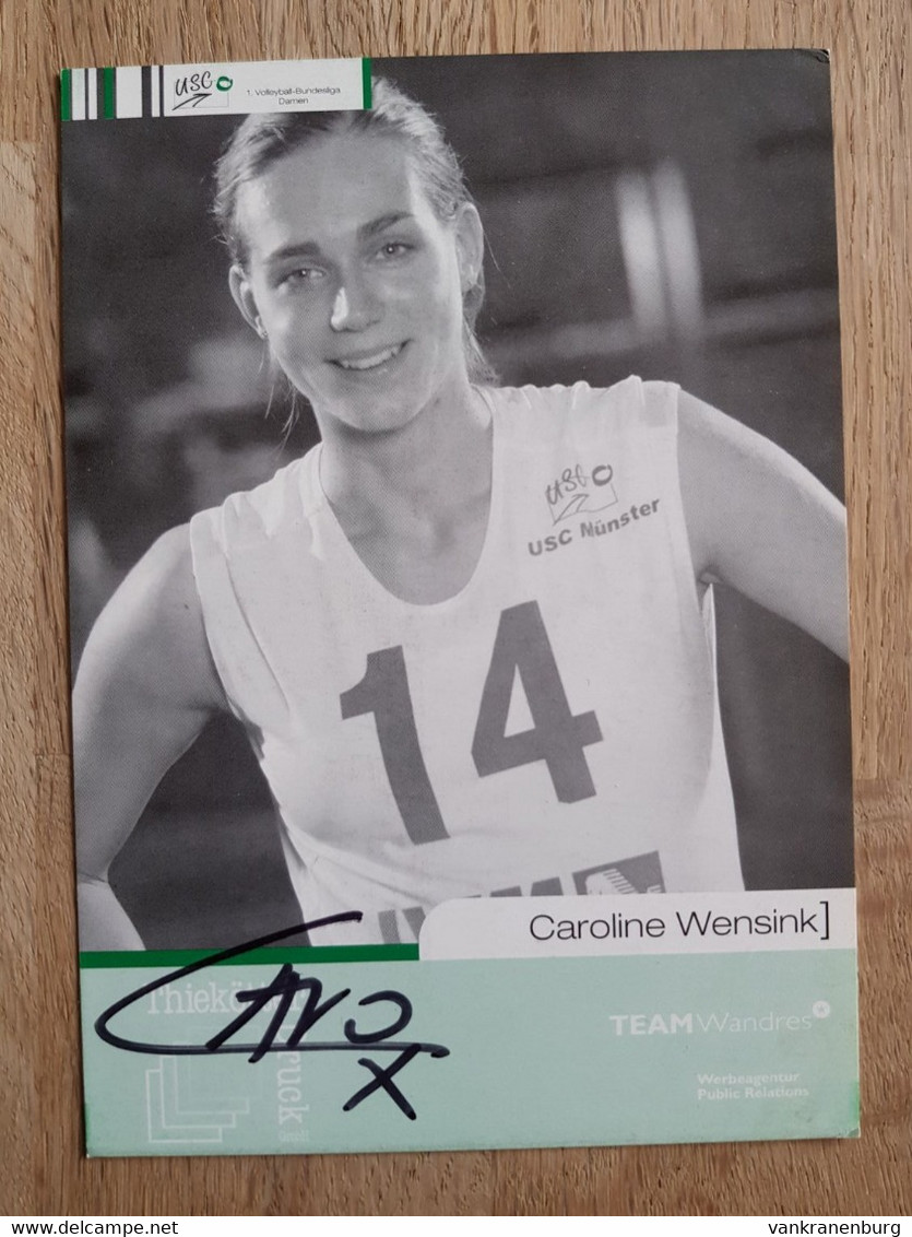 Card Caroline Wensink - USC Munster - 2003-2004 - Volleyball - Original Signed - Netherlands - Voleibol