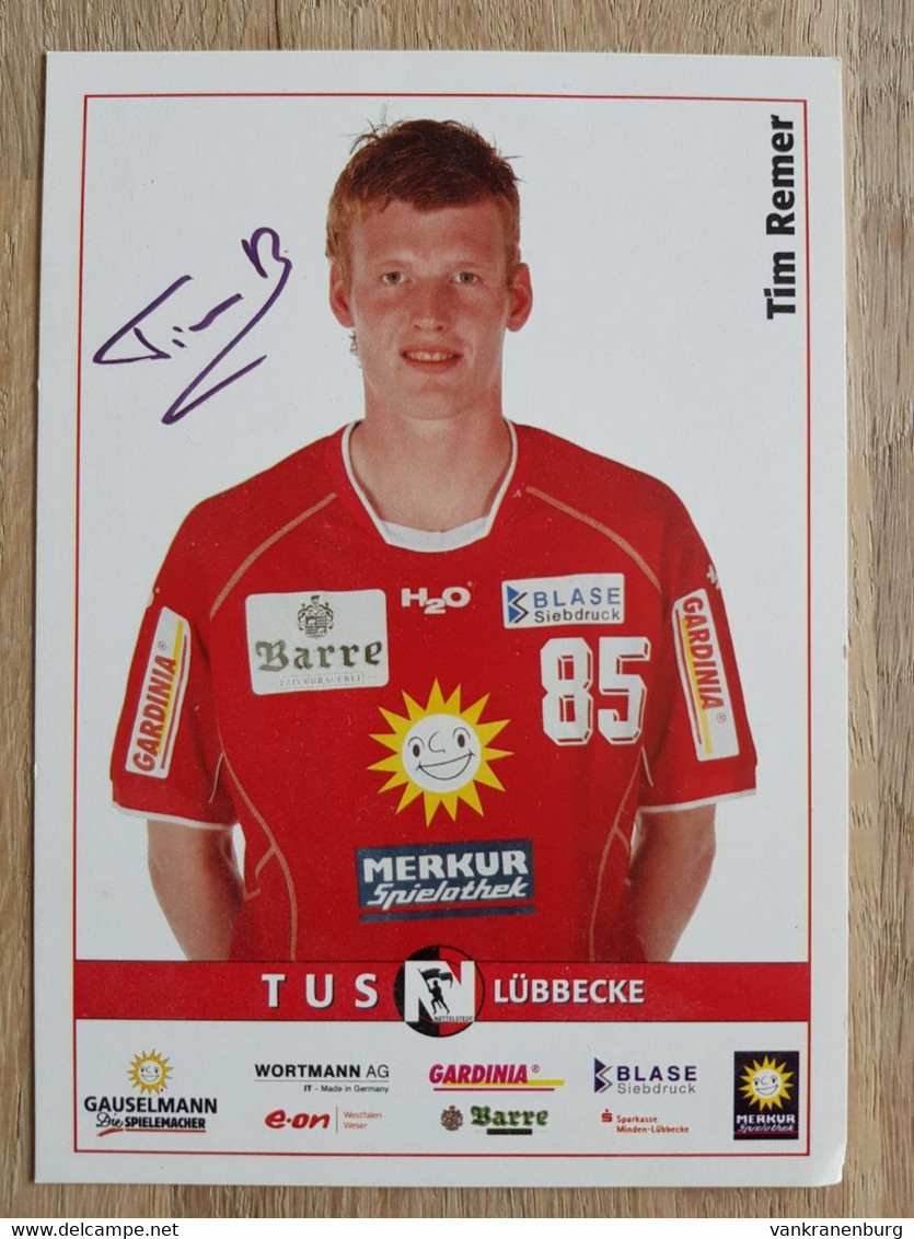 Card Tim Remer - TUS Lubbecke - 2006-2007 - Handball - Original Signed - Handball