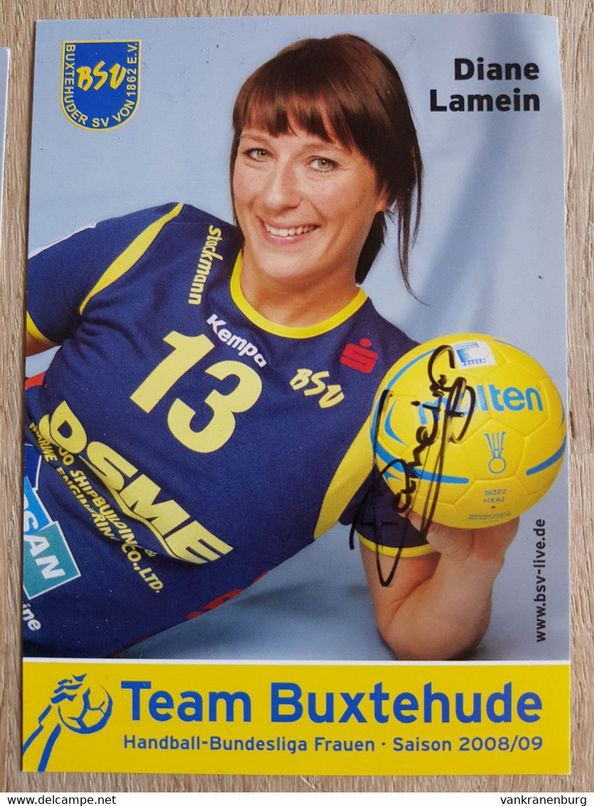 Card Diane Lamein - Team Buxtehude - 2008-2009 - Handball - Original Signed - Pallamano